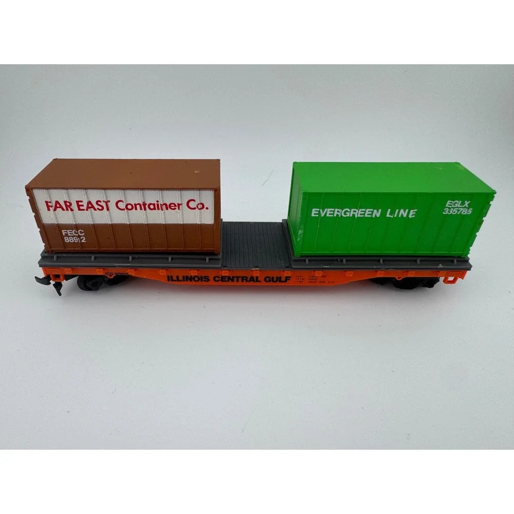 Illinois Central Gulf Flatcar with Evergreen & Far East Containers‎ HO Scale